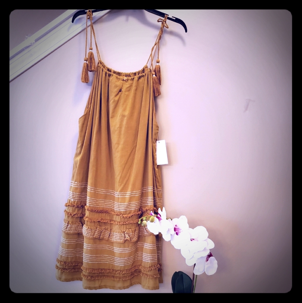 Bohemian flowy summer dress with tassels